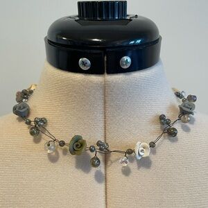 Parisian handmade wired flower and bead necklace